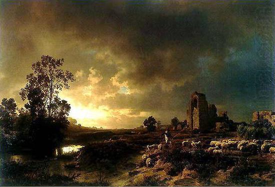 Oswald achenbach Abendstimmung in der Campagna china oil painting image
